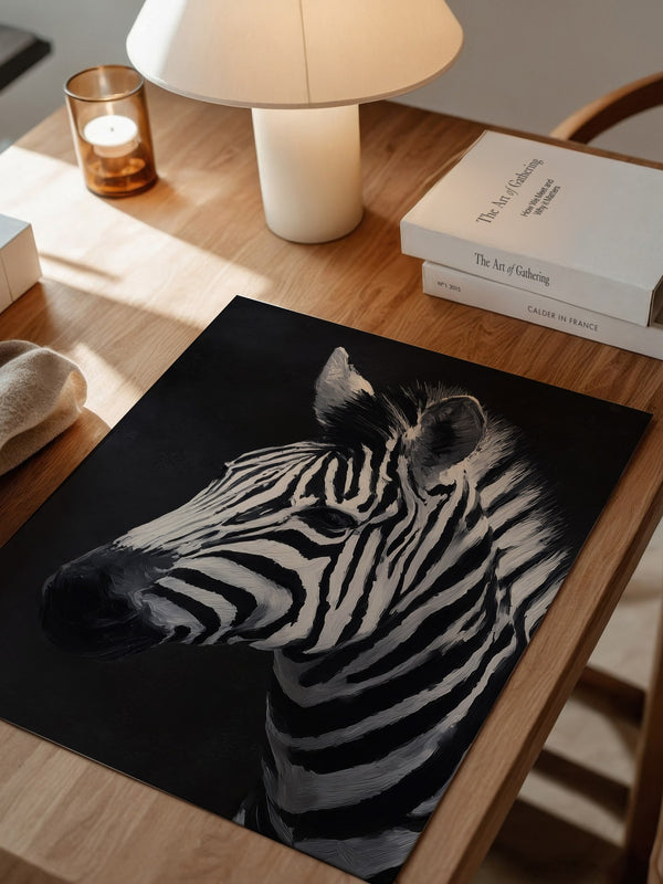 Zebra Profil schwarzweiß Pinselstriche