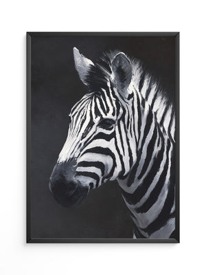 Zebra Profil schwarzweiß Pinselstriche