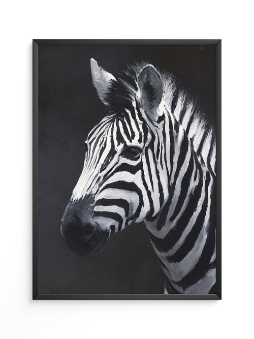 Zebra Profil schwarzweiß Pinselstriche