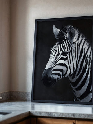 Zebra Profil schwarzweiß Pinselstriche