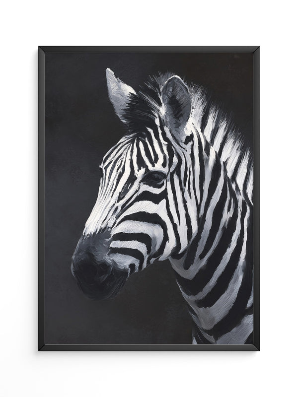 Zebra Profil schwarzweiß Pinselstriche