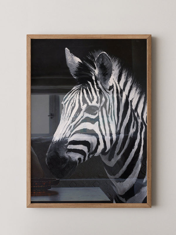 Zebra Profil schwarzweiß Pinselstriche