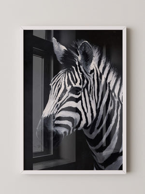 Zebra Profil schwarzweiß Pinselstriche