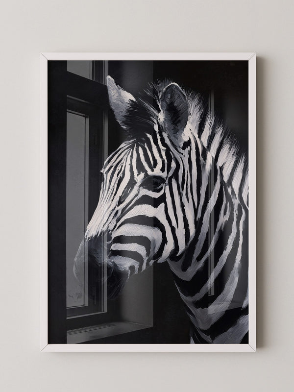 Zebra Profil schwarzweiß Pinselstriche