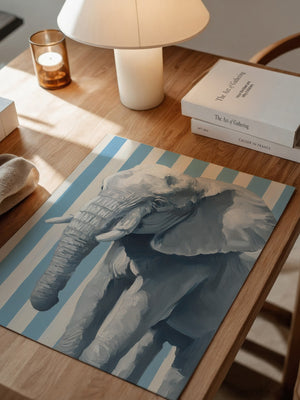 Elefant Streifenoptik Blau Weiß