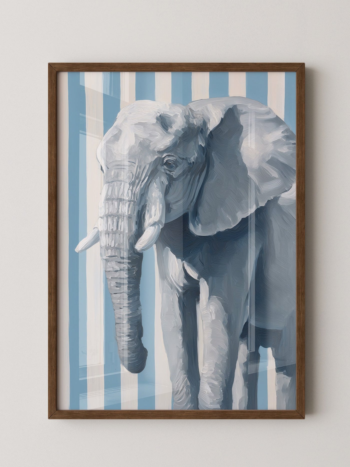 Elefant Streifenoptik Blau Weiß