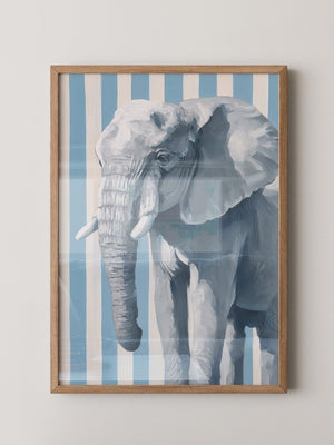 Elefant Streifenoptik Blau Weiß