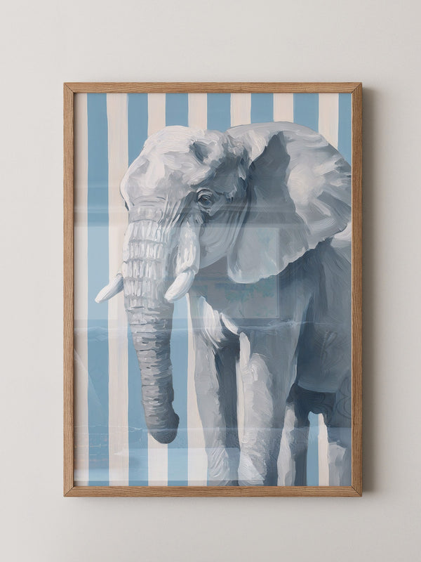 Elefant Streifenoptik Blau Weiß