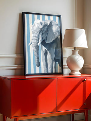 Elefant Streifenoptik Blau Weiß