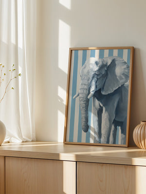 Elefant Streifenoptik Blau Weiß