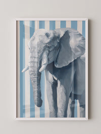 Elefant Streifenoptik Blau Weiß