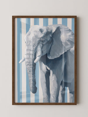 Elefant Streifenoptik Blau Weiß