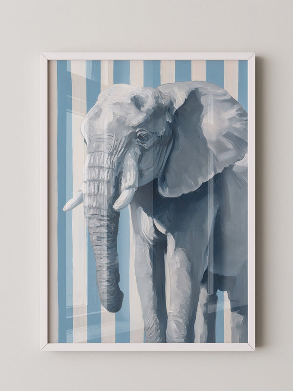 Elefant Streifenoptik Blau Weiß