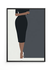 Dame im schwarzen Kleid minimalistisch