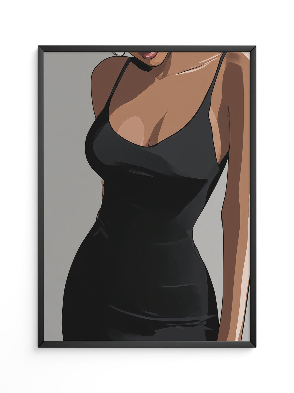 Frau im Schwarzen Kleid minimalistisch