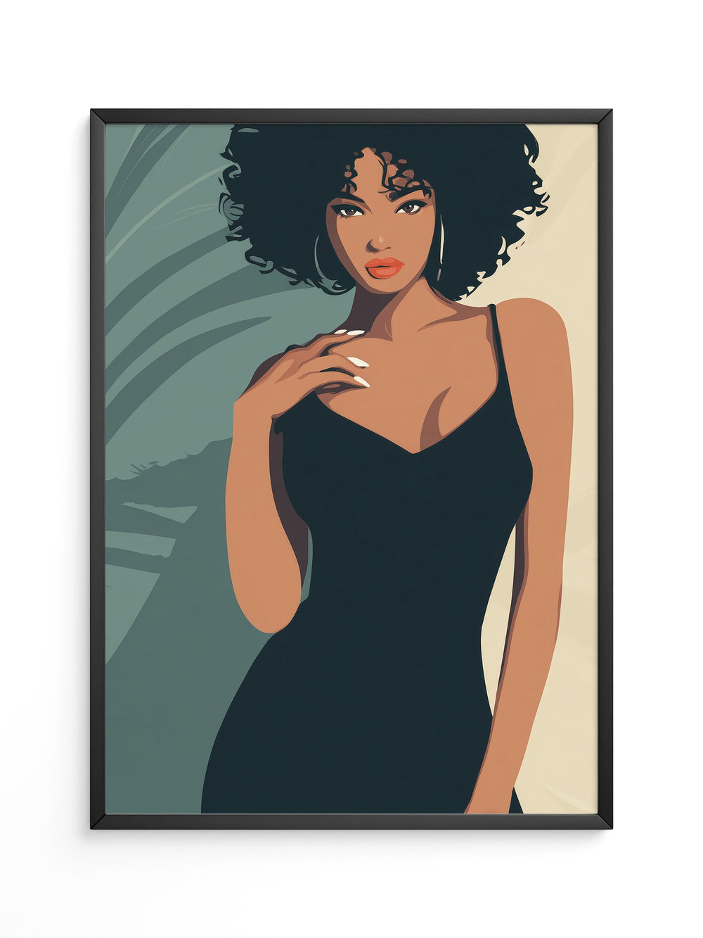 Frau im schwarzen Kleid Illustration