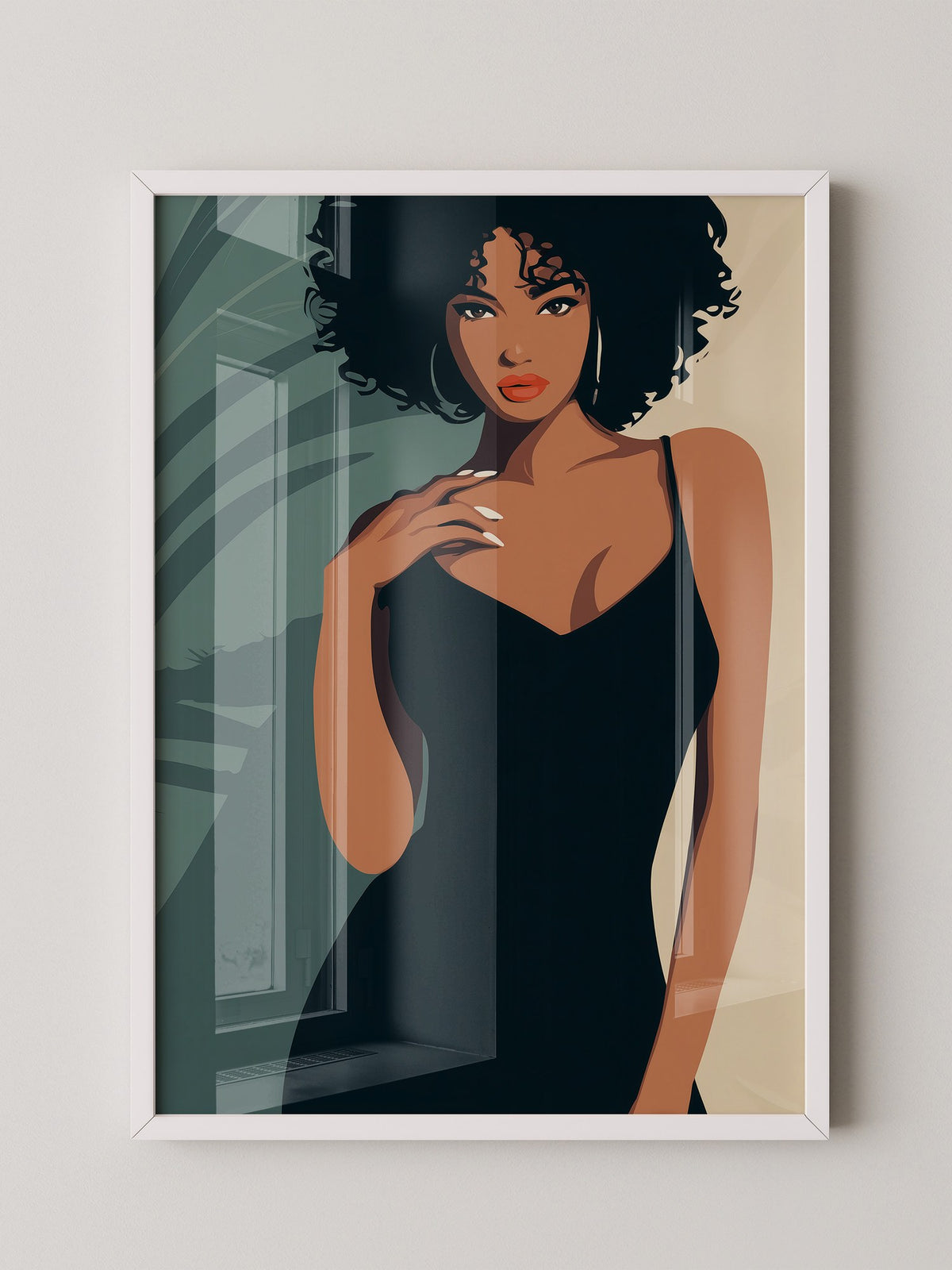 Frau im schwarzen Kleid Illustration