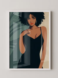 Frau im schwarzen Kleid Illustration