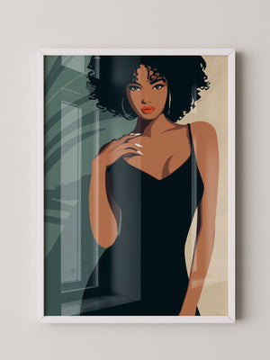 Frau im schwarzen Kleid Illustration
