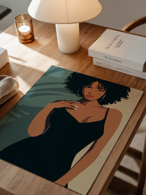 Frau im schwarzen Kleid Illustration