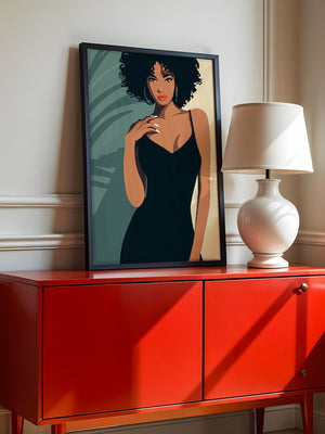 Frau im schwarzen Kleid Illustration