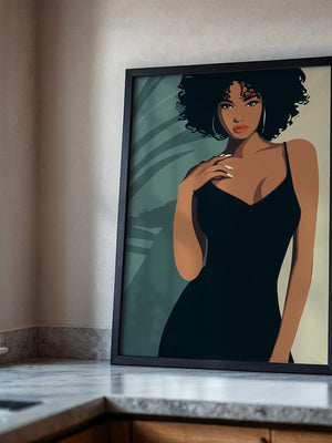 Frau im schwarzen Kleid Illustration