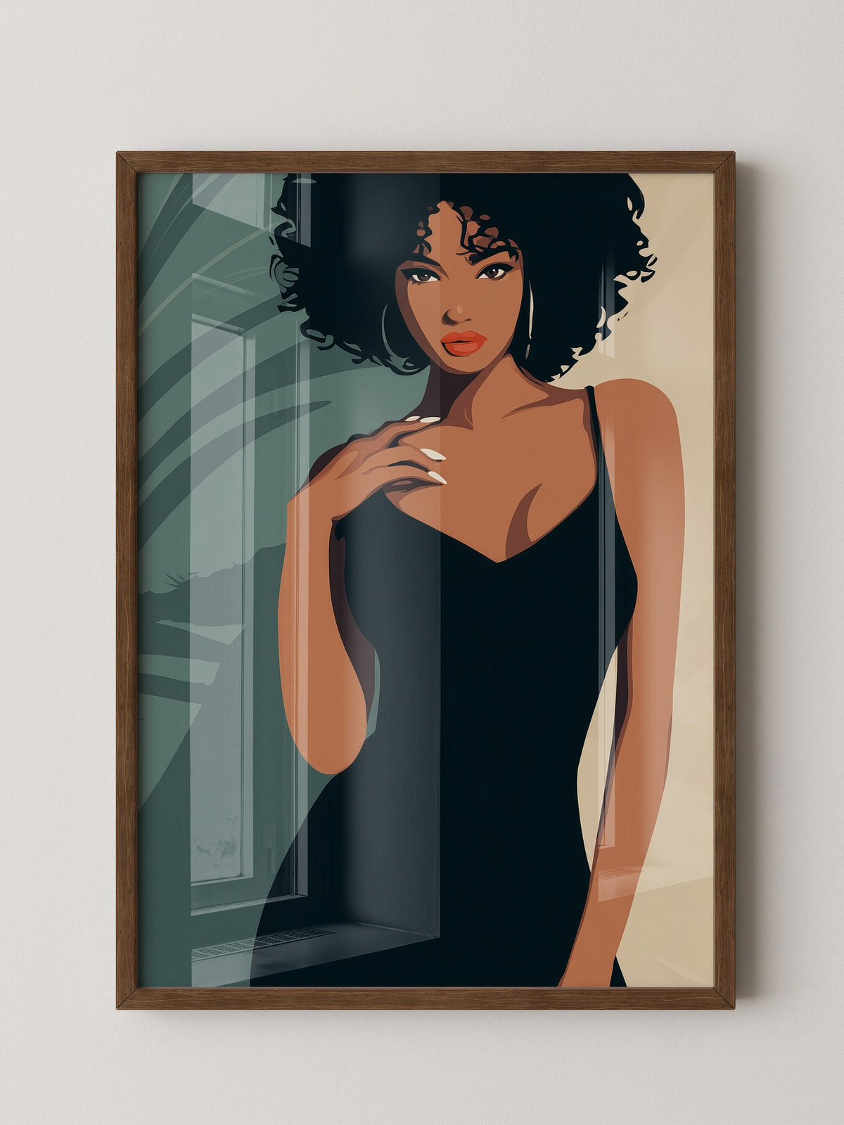 Frau im schwarzen Kleid Illustration