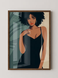 Frau im schwarzen Kleid Illustration