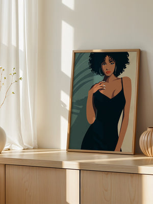 Frau im schwarzen Kleid Illustration