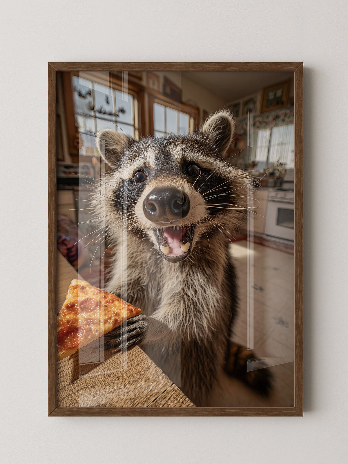 Waschbär Pizza Überraschung