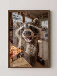 Waschbär Pizza Überraschung