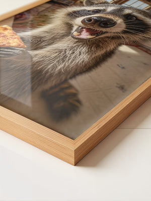 Waschbär Pizza Überraschung