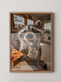 Waschbär Pizza Überraschung