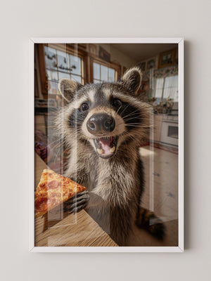 Waschbär Pizza Überraschung