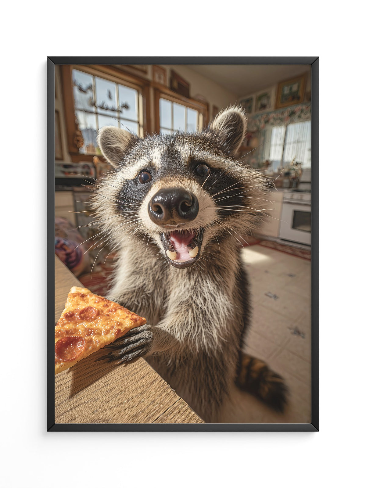 Waschbär Pizza Überraschung