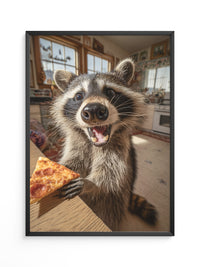 Waschbär Pizza Überraschung