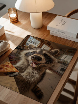 Waschbär Pizza Überraschung
