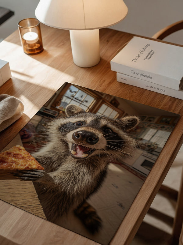 Waschbär Pizza Überraschung