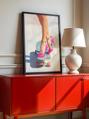 Skateboard Pinke Pumps Malerei