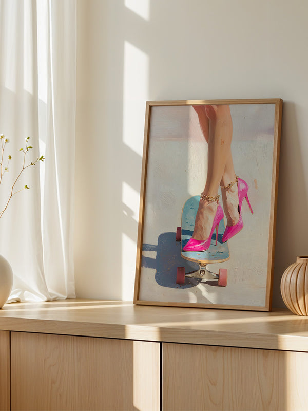 Skateboard Pinke Pumps Malerei