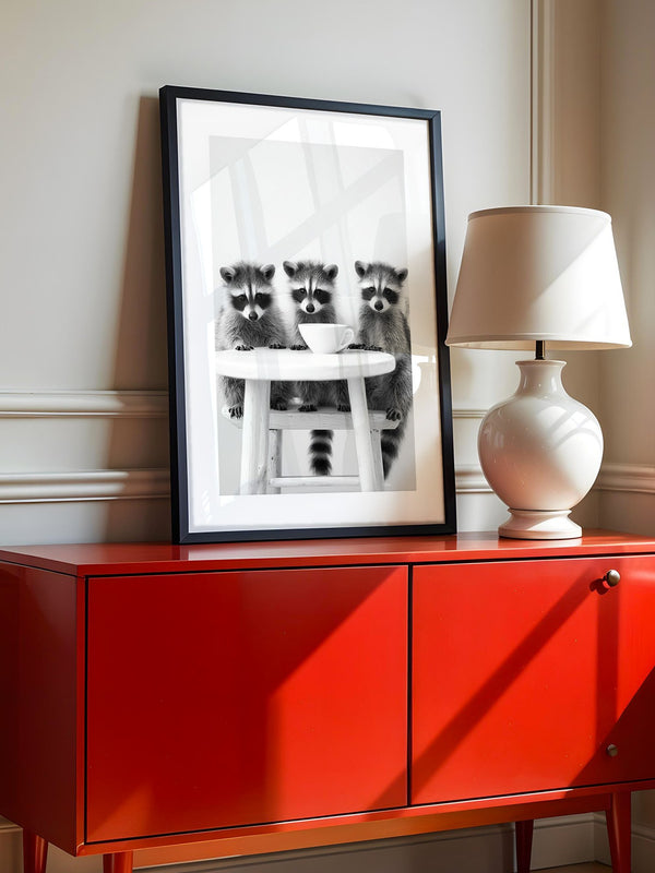 Waschbären Kaffee Schwarzweiß