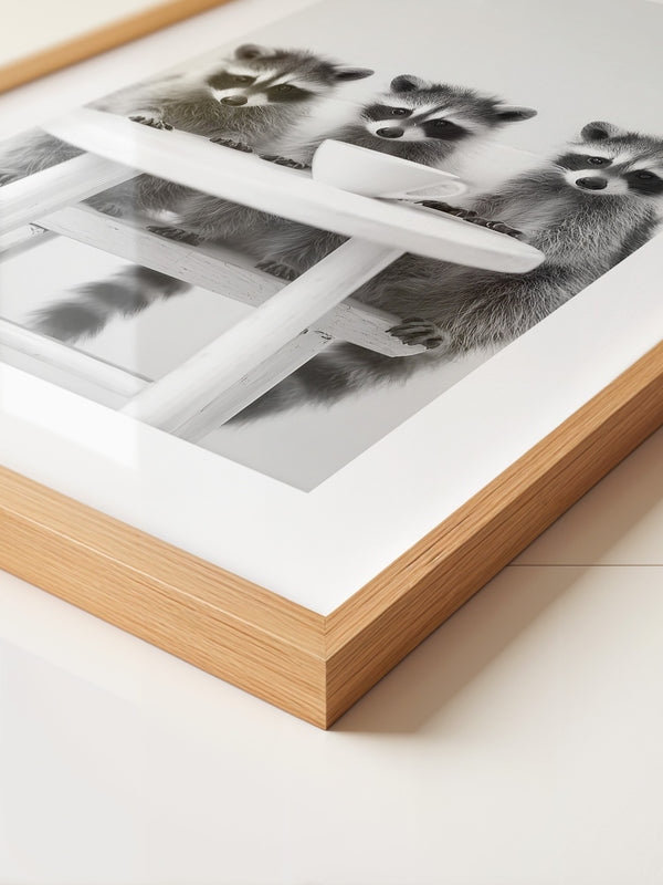 Waschbären Kaffee Schwarzweiß