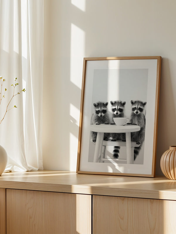 Waschbären Kaffee Schwarzweiß