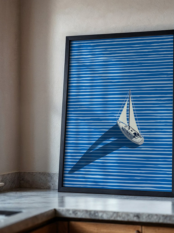 Segelboot Blaue Linien Schatten