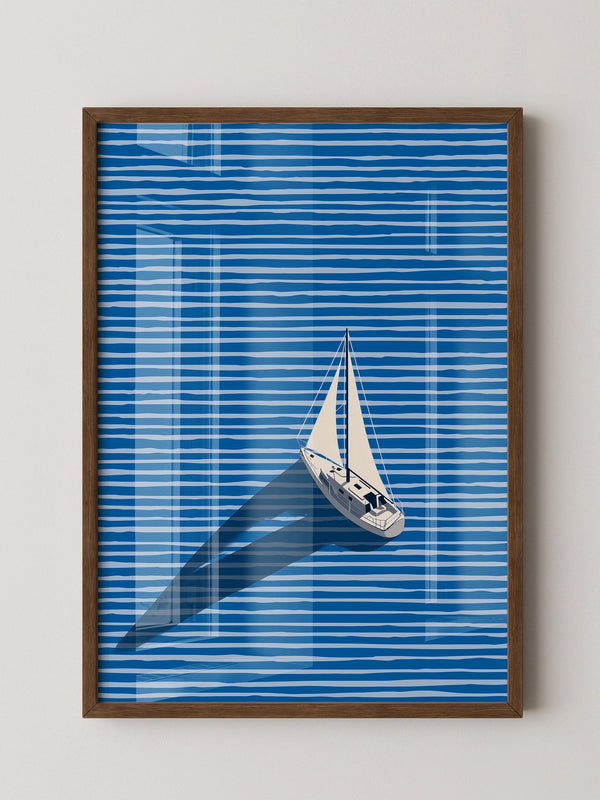 Segelboot Blaue Linien Schatten