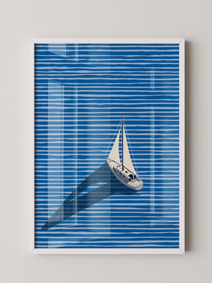 Segelboot Blaue Linien Schatten