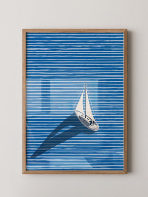 Segelboot Blaue Linien Schatten