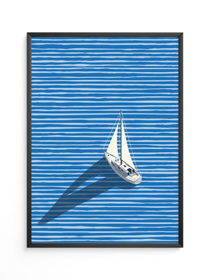 Segelboot Blaue Linien Schatten