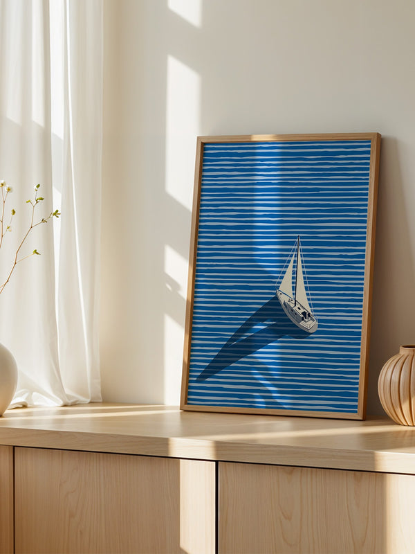 Segelboot Blaue Linien Schatten