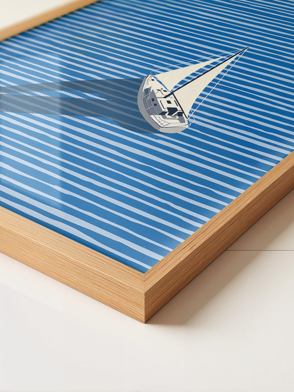 Segelboot Blaue Linien Schatten